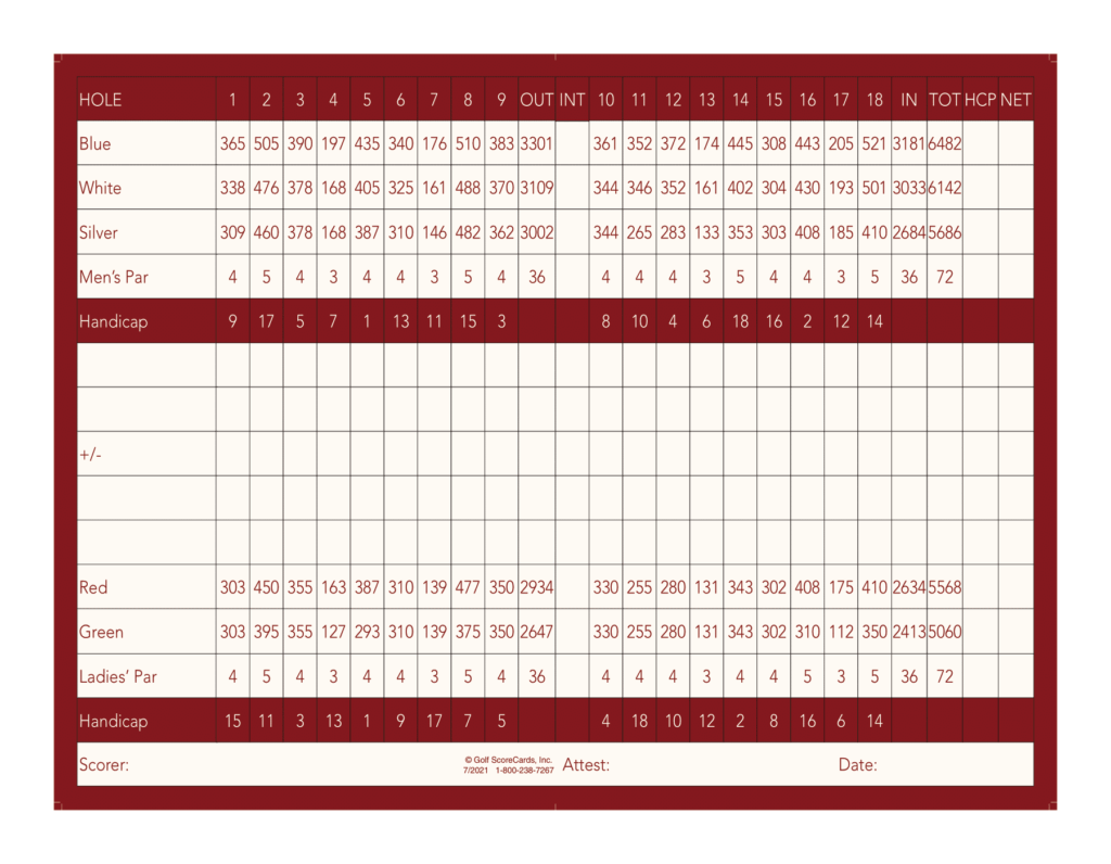 Scorecard Cranberry Valley Golf Course
